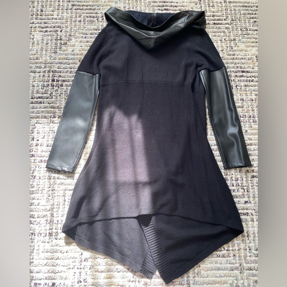 BLANKNYC faux leather trim long hooded jacket Size S Black - Picture 3 of 6
